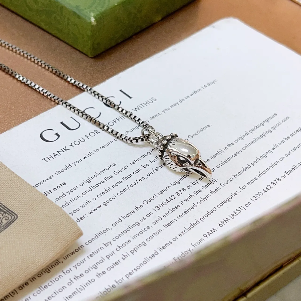 Gucci pendentif tête d'oiseau chaîne Box-Link 3