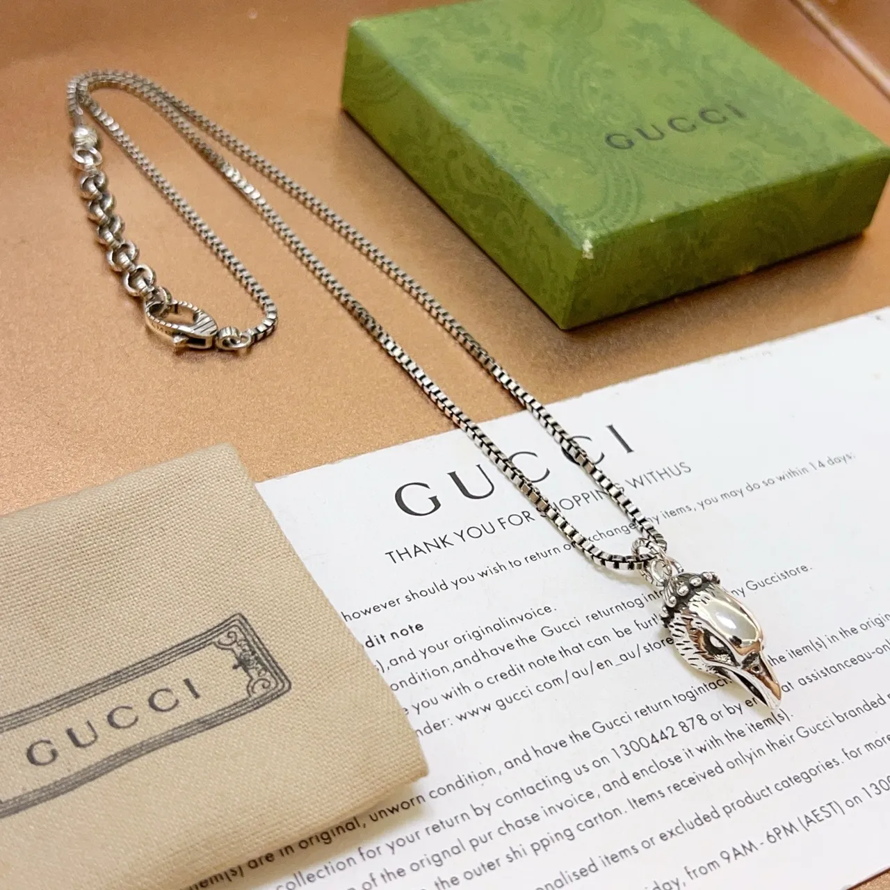 Gucci pendentif tête d'oiseau chaîne Box-Link 6