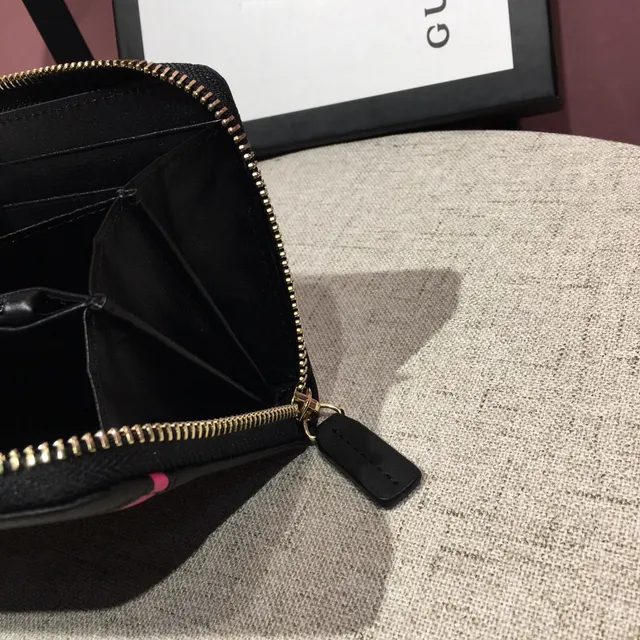 Gucci Black Pink Zip-Around Ranuras de Tarjeta Duales Exteriores Billetera Larga 2