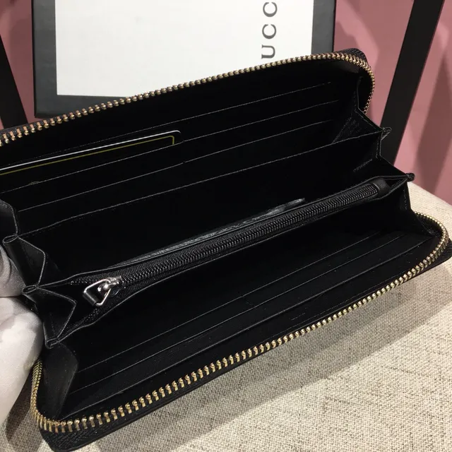 Gucci Black Pink Zip-Around Ranuras de Tarjeta Duales Exteriores Billetera Larga 3