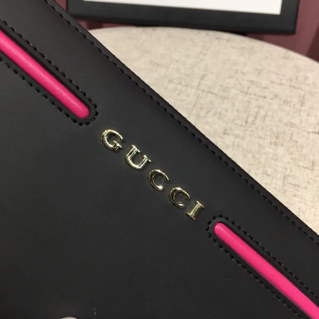 Gucci Black Pink Zip-Around Ranuras de Tarjeta Duales Exteriores Billetera Larga 4