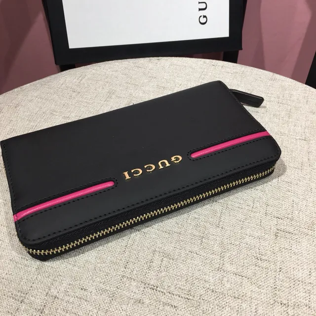 Gucci Black Pink Zip-Around Ranuras de Tarjeta Duales Exteriores Billetera Larga 7