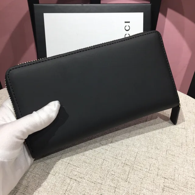 Gucci Black Pink Zip-Around Ranuras de Tarjeta Duales Exteriores Billetera Larga 9