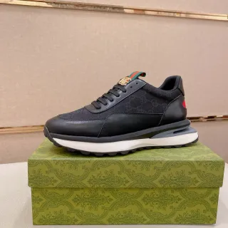 Gucci 黑白 Monogram 帆布 皮革覆盖 生活方式运动鞋