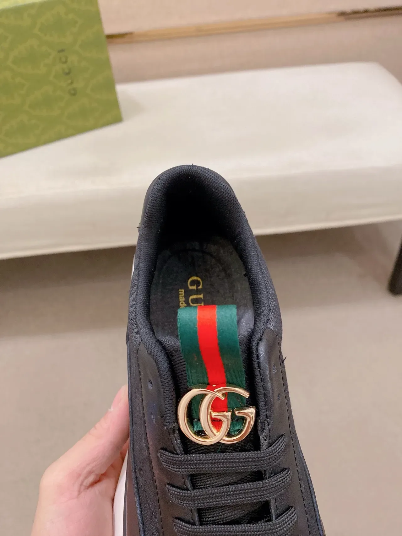 Gucci Black White Monogram Canvas Leather Overlays Lifestyle Sneakers 5