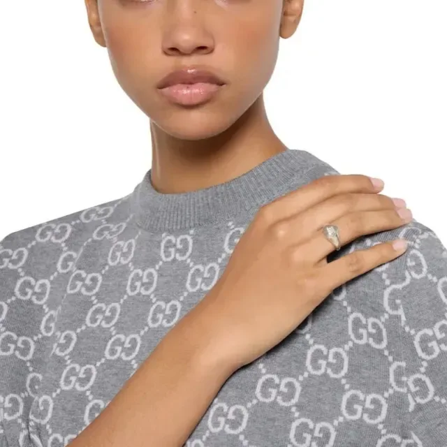 Gucci Blind for Love चांदी सोना दिल आकार का सिग्नेट अंगूठी 8