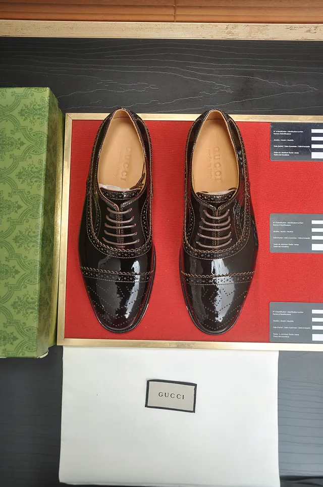 Gucci Brown Black Cap-Toe Patent Leather Brogue 5