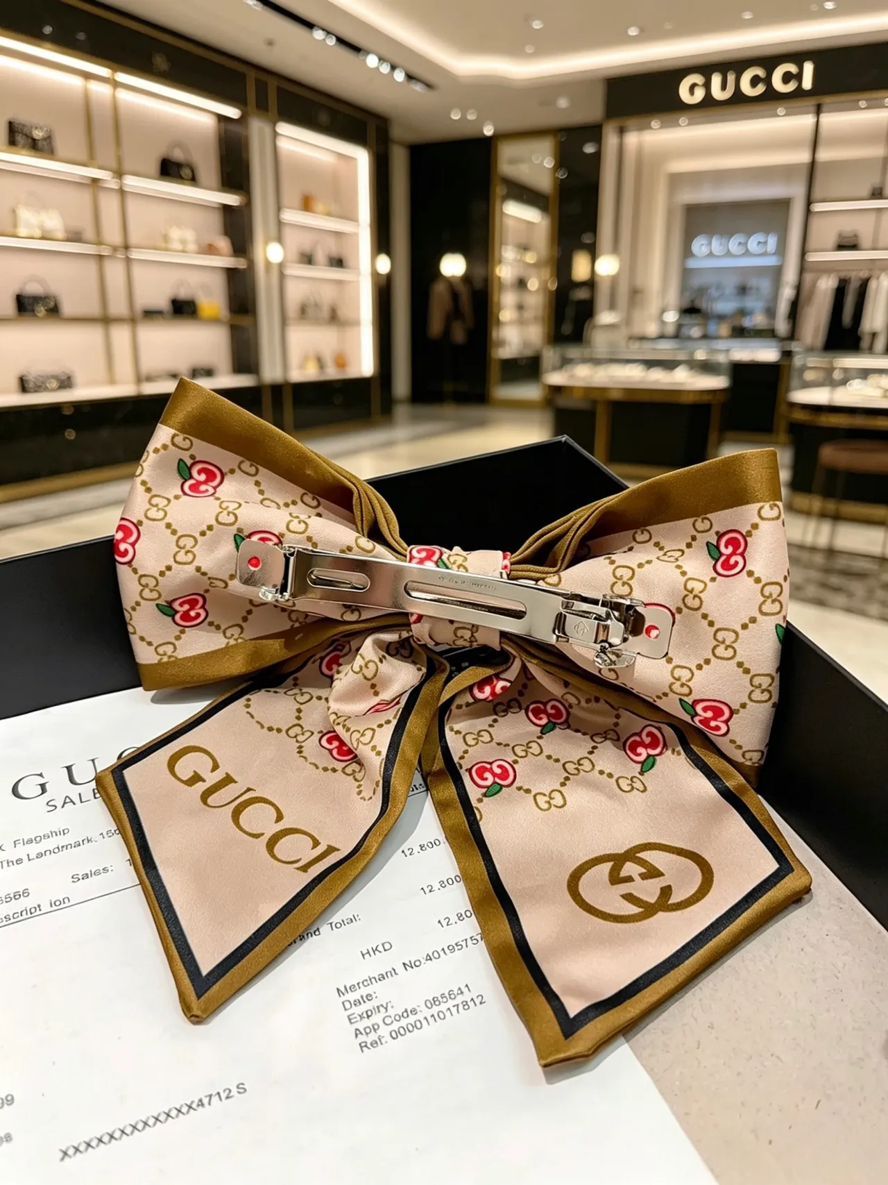 Gucci चेरी प्रिंट GG Monogram रेशम स्कार्फ 2