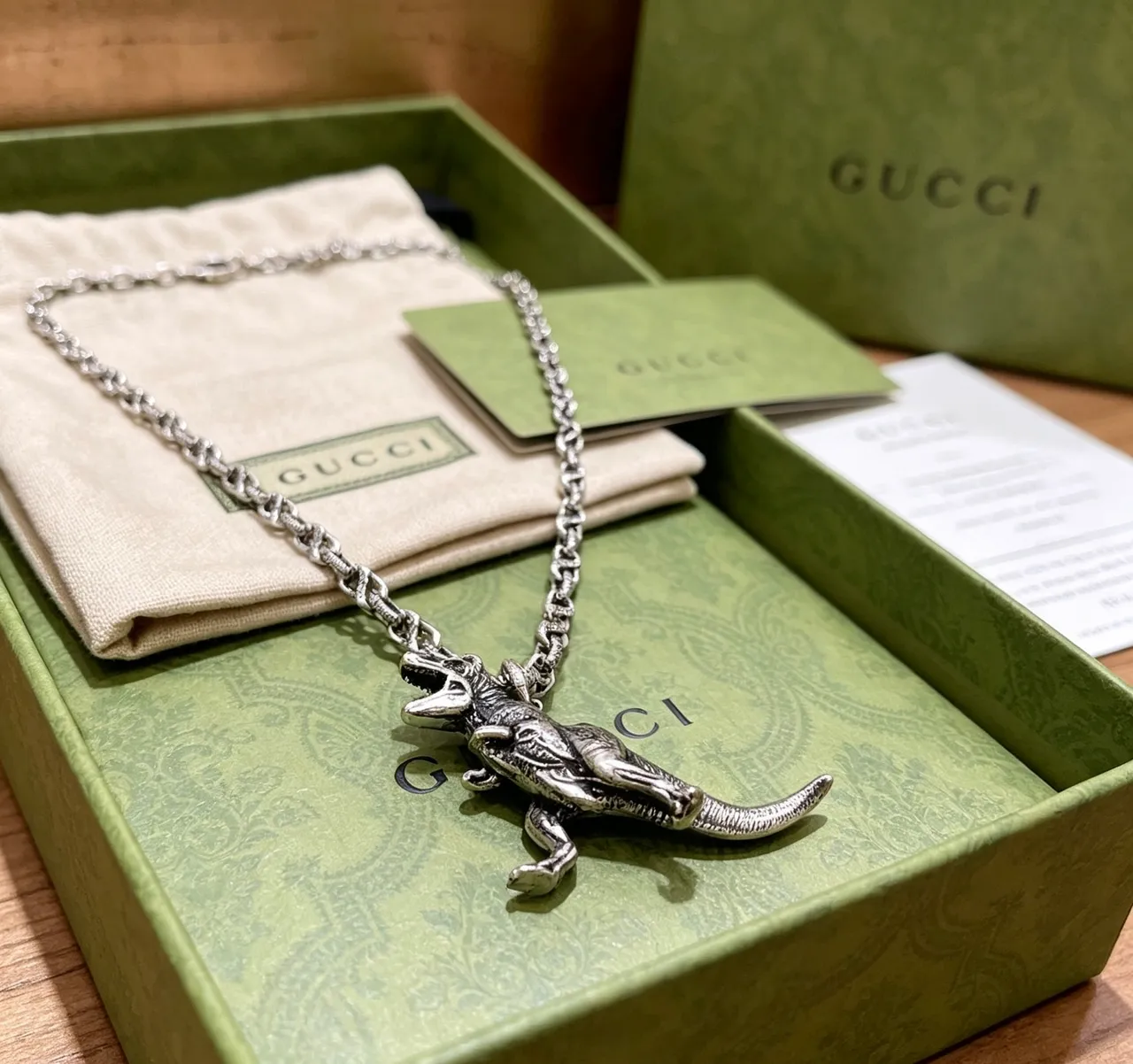 Gucci ডাইনোসর নেকলেস রূপালি টুইস্টেড-লিঙ্ক চেইন নেকলেস 3