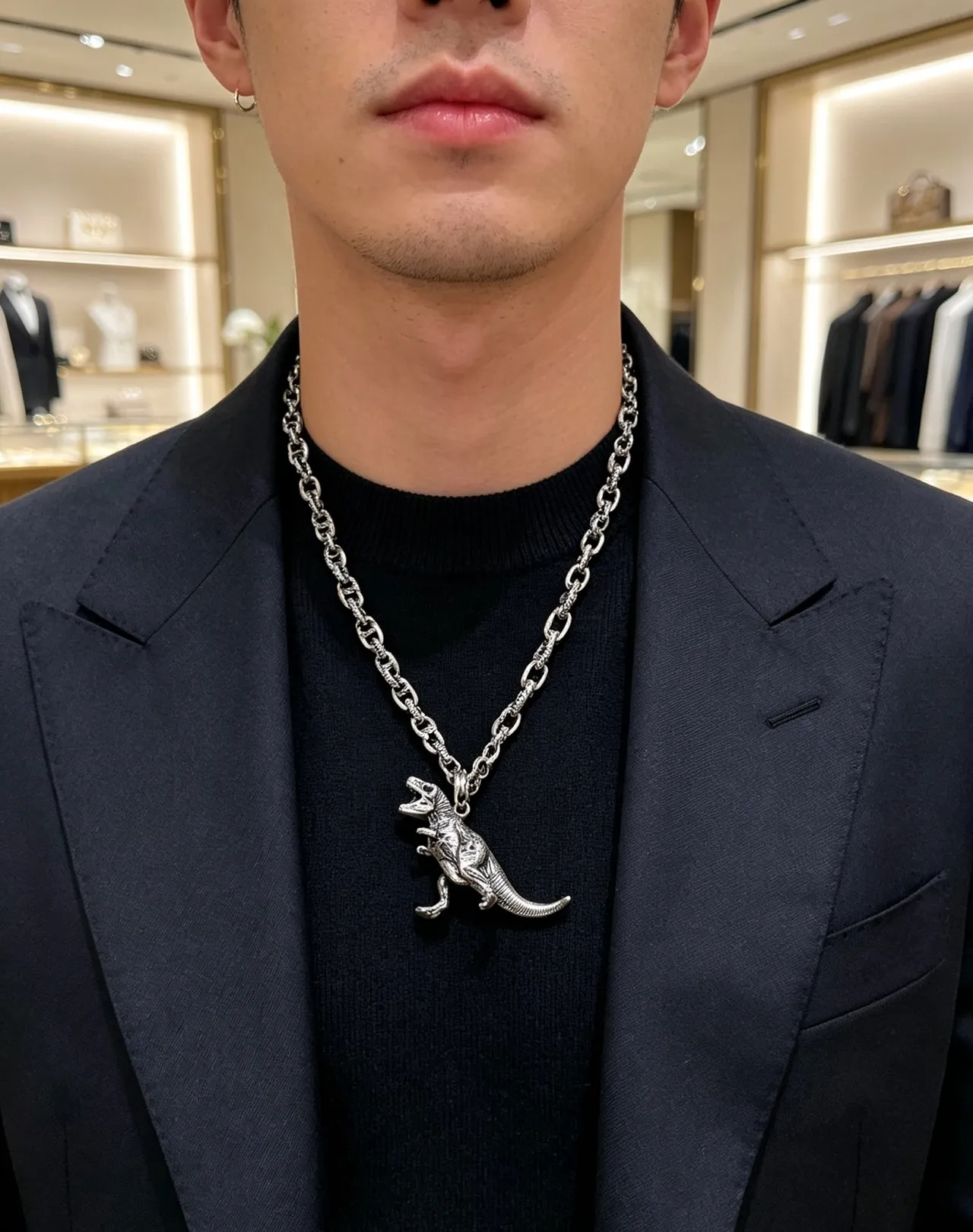 Gucci ডাইনোসর নেকলেস রূপালি টুইস্টেড-লিঙ্ক চেইন নেকলেস 8