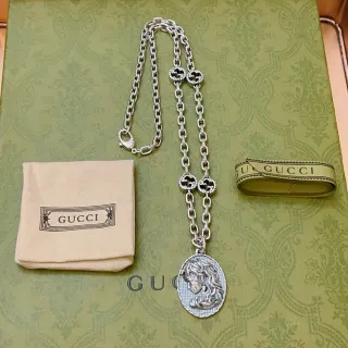 Gucci Dionysus রুপো নীল চেইন আন্তঃসংযুক্ত G লিংক হার