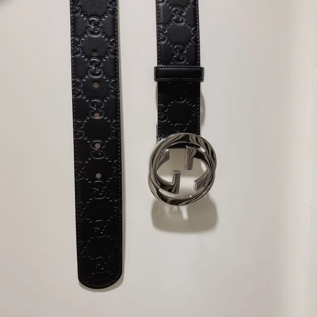 Gucci Double G Embossed Black Leather Belt 4