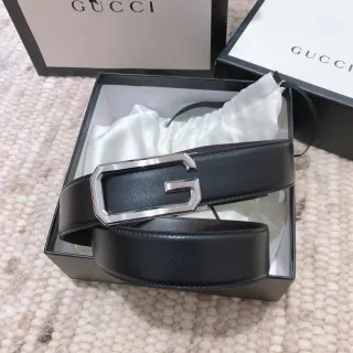 Gucci G-Buckle কালো চামড়ার বেল্ট