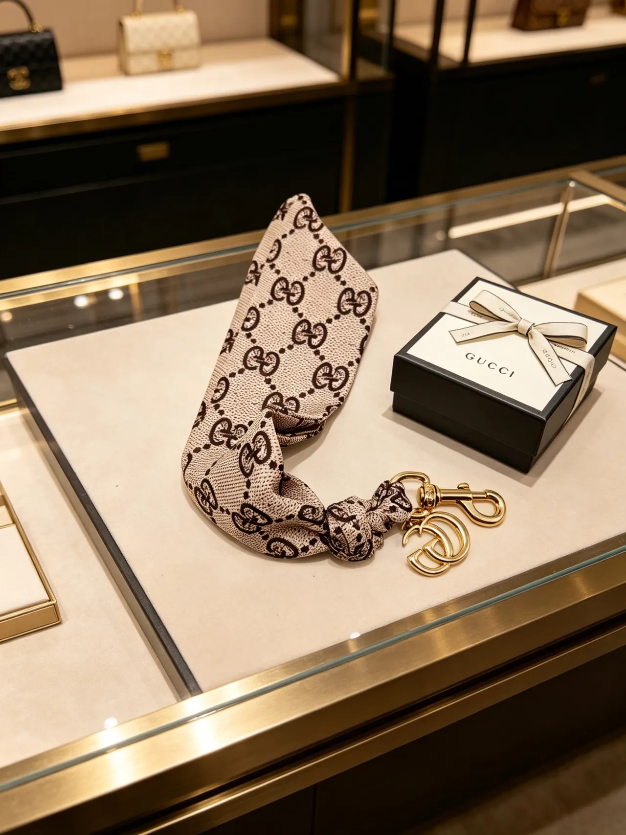 Gucci GG Marmont Beige Marron Monogram Sac à main à franges de soie et pendentif 2