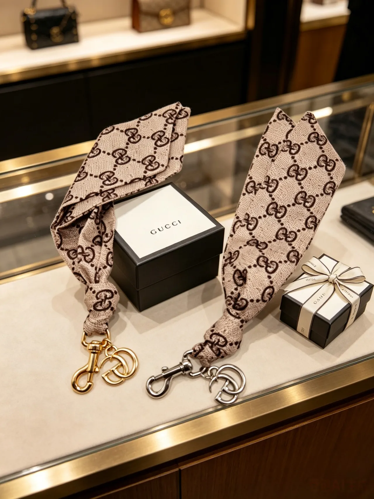 Gucci GG Marmont Beige Marron Monogram Sac à main à franges de soie et pendentif 7