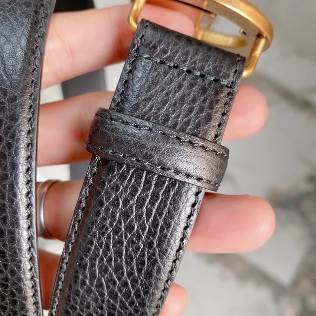 Gucci GG Marmont Black Pebbled Leather Belt 6