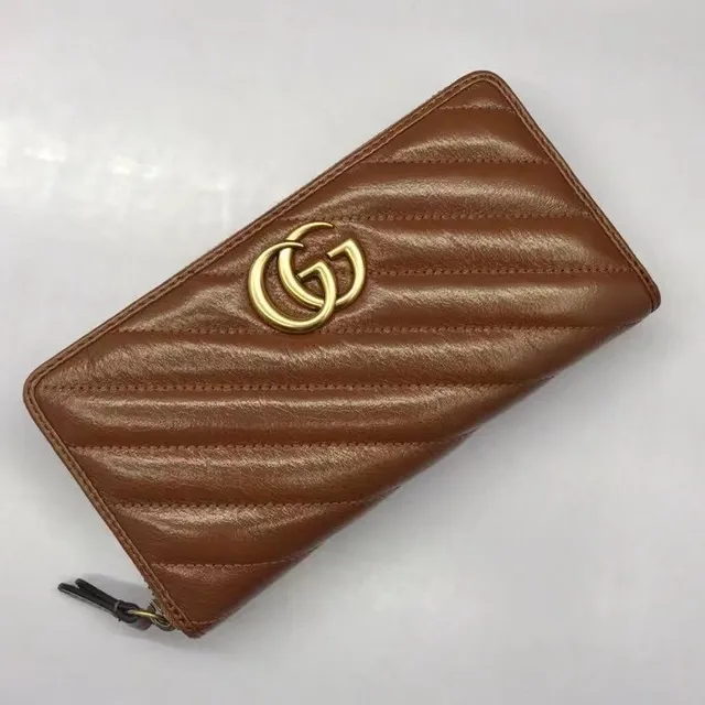 Gucci GG Marmont Carteira Longa de Couro Matelassê Marrom 3