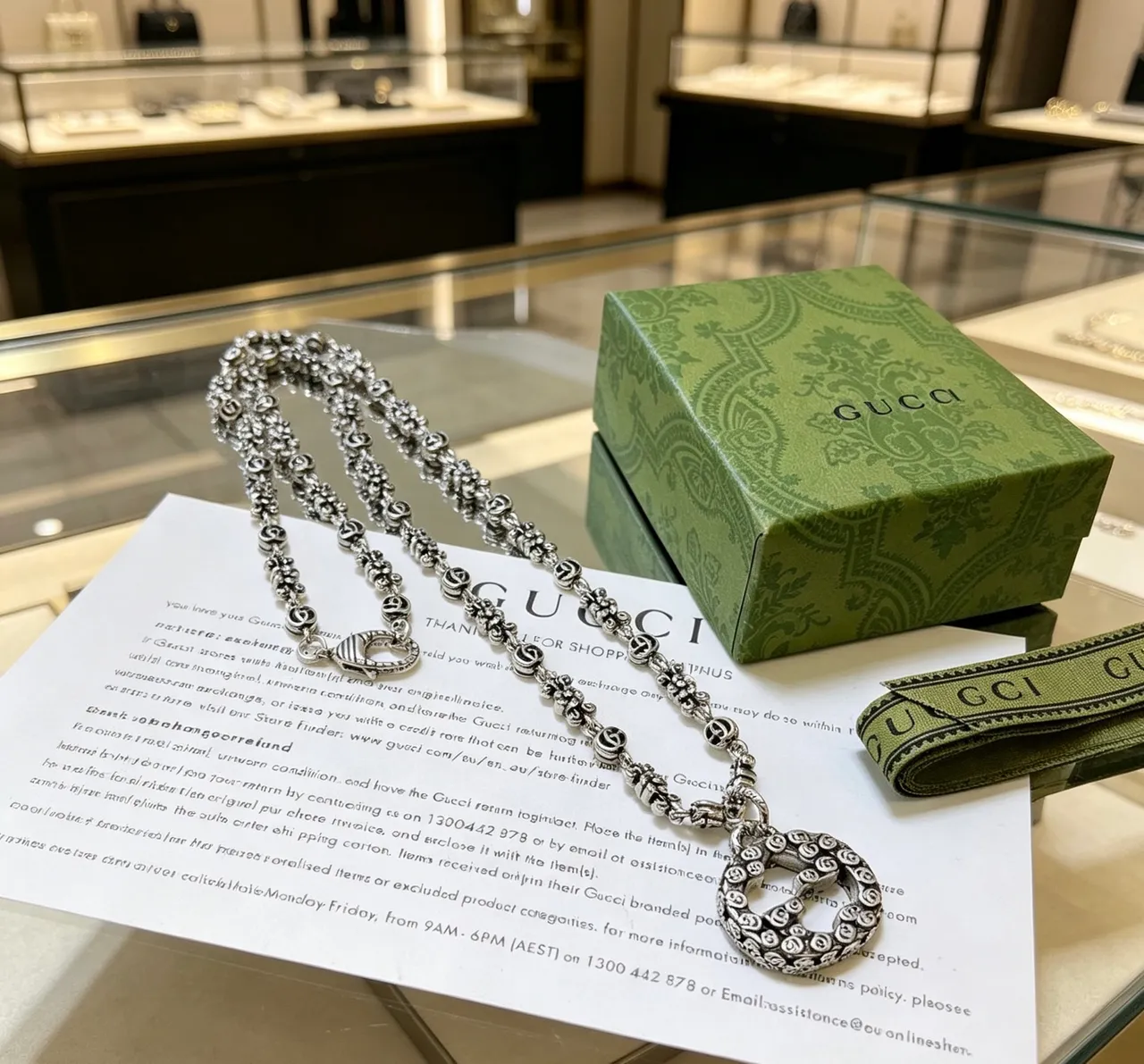Gucci GG Marmont Chain Interlocking G Floral Link Necklace 2