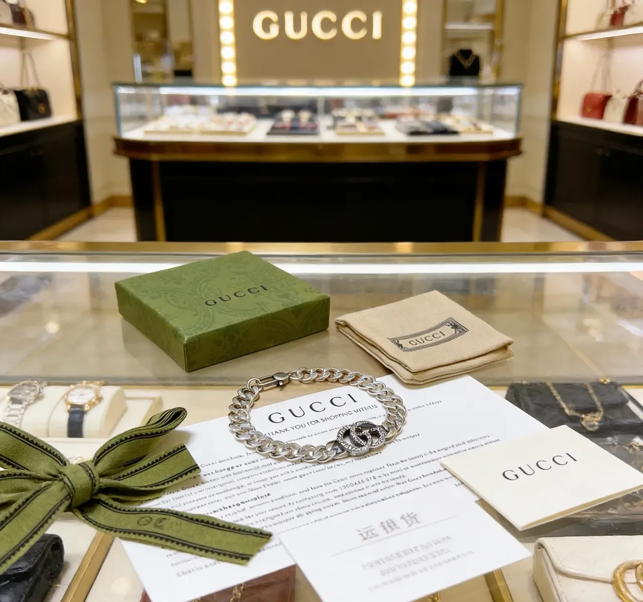 سوار Gucci GG Marmont سلاسل كيرب مزين بالكريستال 3