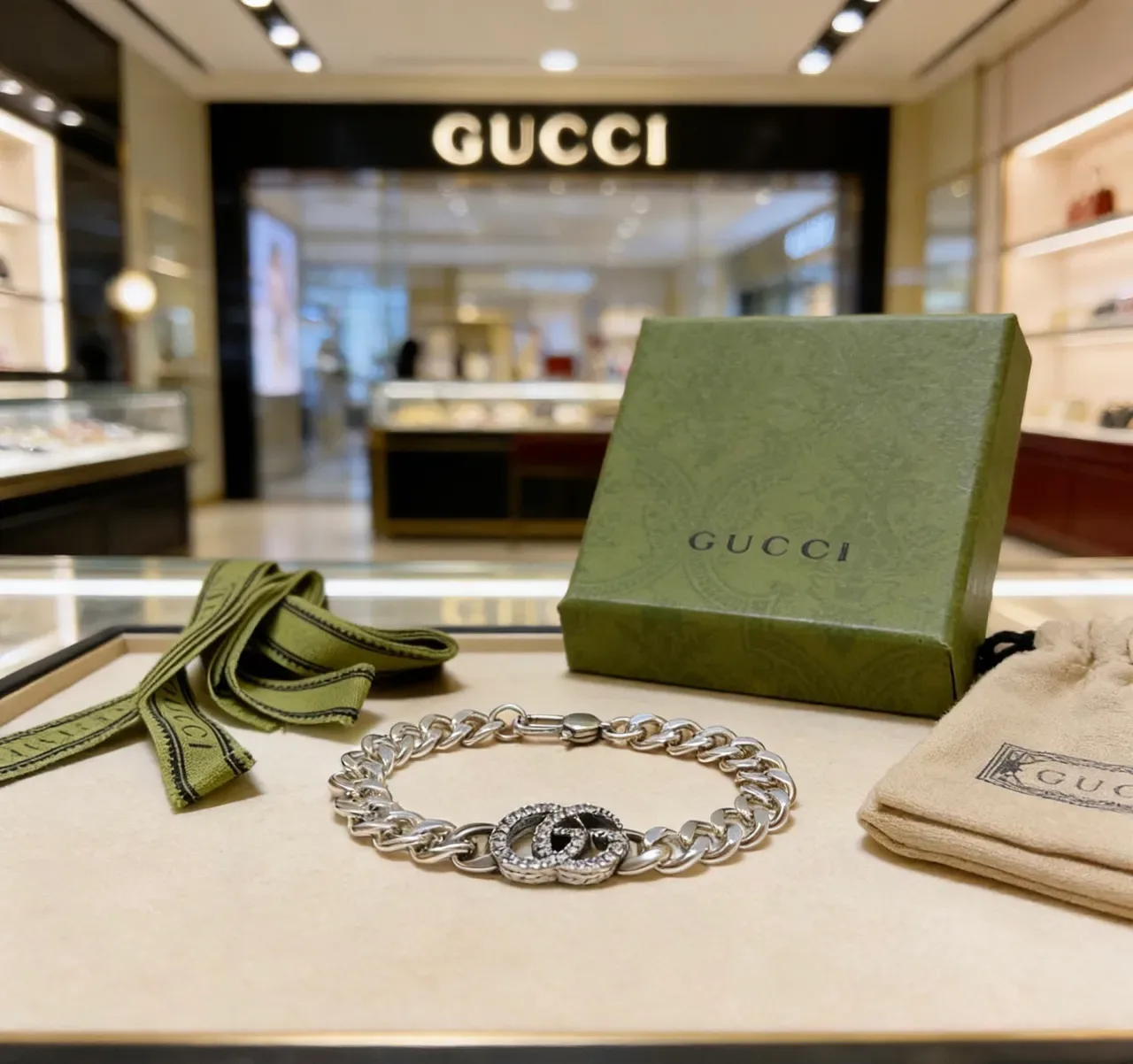 سوار Gucci GG Marmont سلاسل كيرب مزين بالكريستال 7