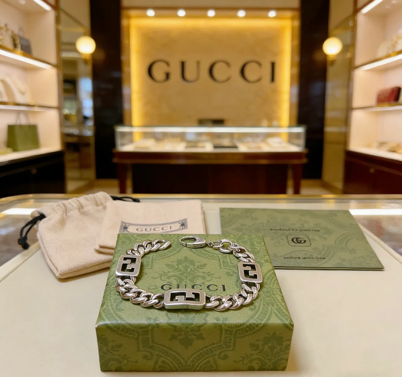 Gucci GG Marmont Interlocking G Silver Chain Bracelet 8