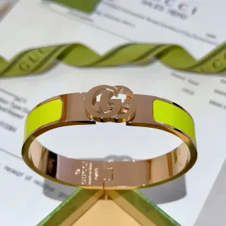 سوارة Gucci GG Marmont أخضر ليموني إيناميل ذهبي وردي
