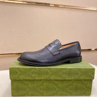 Gucci GG Marmont Mocasines Cuero Monogram Azul Marino