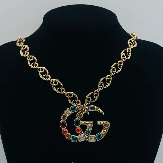 Gucci GG Marmont মাল্টিকালার ক্রিস্টাল Double G নেকলেস