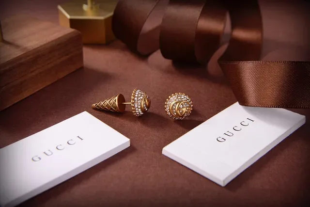 Gucci GG Marmont Pavé Crystal Interlocking G Stud Earrings 2