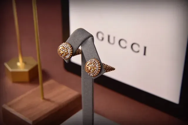 Gucci GG Marmont Pavé Crystal Interlocking G Stud Earrings 3