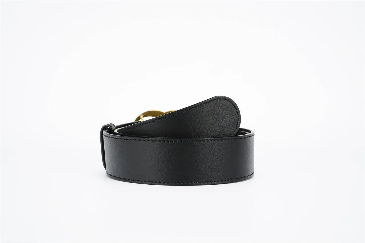 Gucci GG Marmont perlée dorée Double G ceinture en cuir noir 3