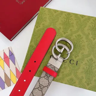 Gucci GG Marmont vermelho bege fivela Double G Supreme Monograma Canvas couro