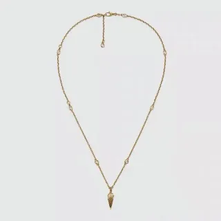 Gucci Gold Chain Interlocking G Logo Pendant Necklace