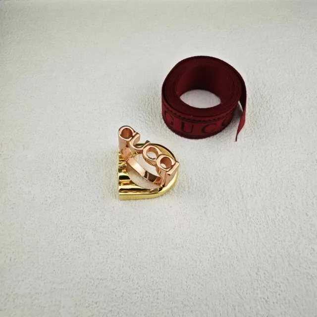 Gucci Gold Silver Interlocking Logo Design Metallic Finish Ring 2