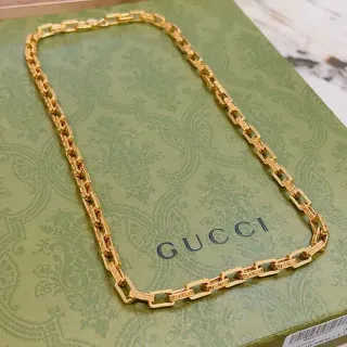 Gucci Colier à maillons rectangulaires texturisés dorés