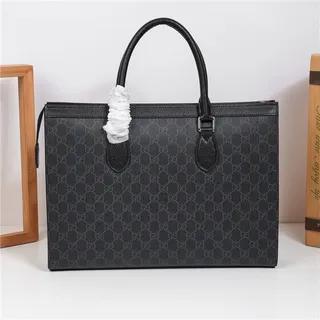 Gucci 灰绿色 结构化的 GG Monogram 帆布 Web Stripe 中心 托特包 5
