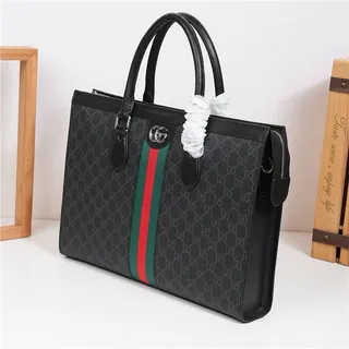 Gucci 灰绿色 结构化的 GG Monogram 帆布 Web Stripe 中心 托特包 6