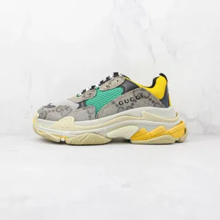Gucci Gris y Amarillo con Suela En Capas y Upper de Material Mixto Zapatillas Chunky