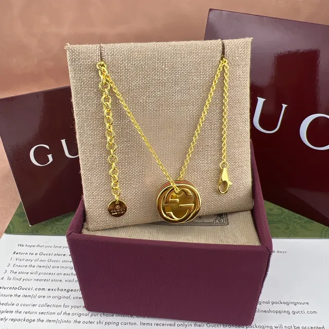 Gucci Green Red Cylindrical Pendant Enamel Stripe Detail Necklace 4