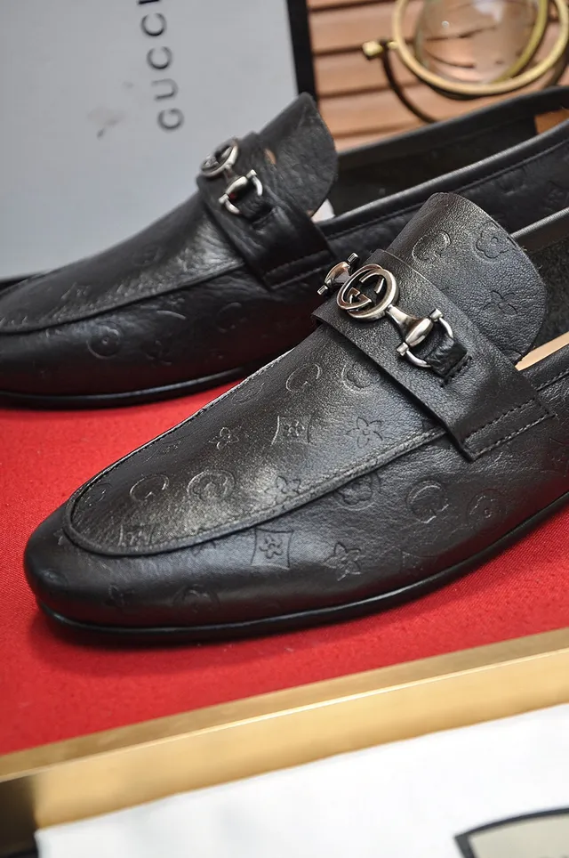 Gucci Horsebit 1955 Black Embossed GG Loafers 3