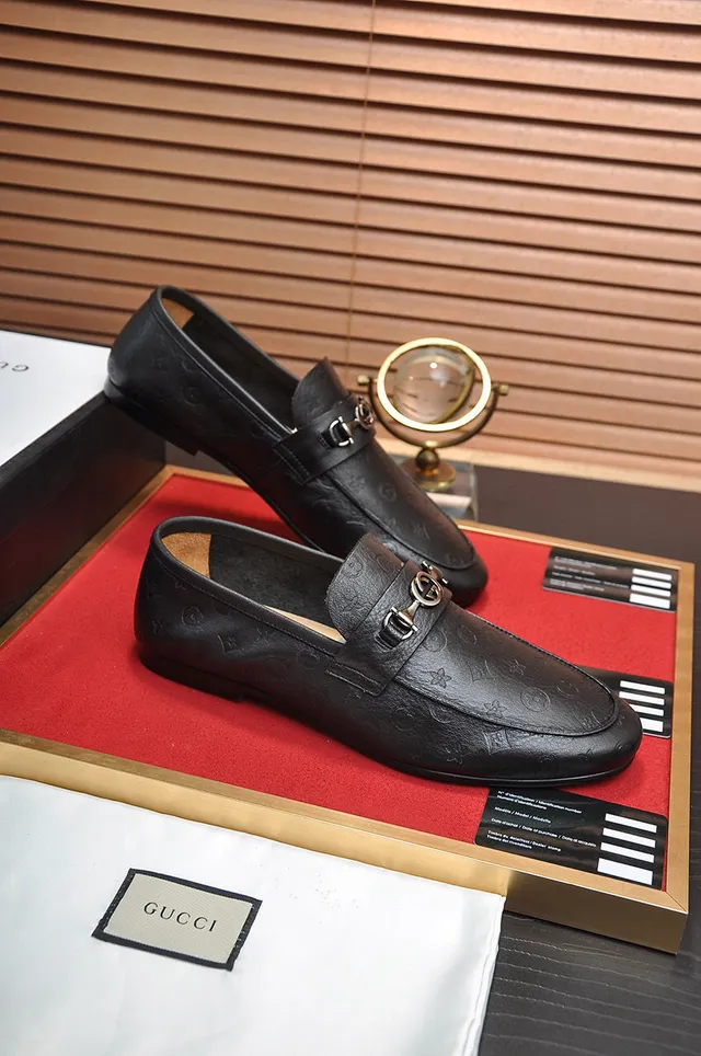 Gucci Horsebit 1955 Black Embossed GG Loafers 5