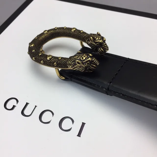 Gucci Horsebit 1955 Ceinture en cuir noir doré lisse boucle antique 3