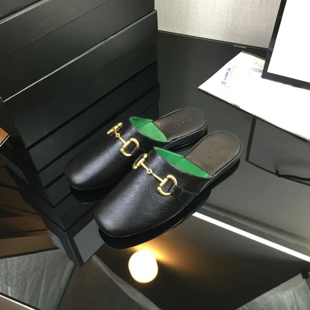 Gucci Horsebit 1955 Sapatos Casuais de Couro Preto Verde com Fivela 6