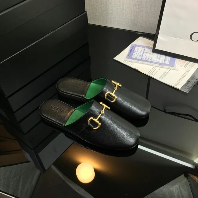 Gucci Horsebit 1955 Sapatos Casuais de Couro Preto Verde com Fivela 7