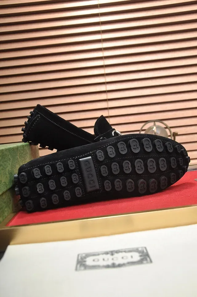 Gucci Horsebit 1955 Black Suede Loafers 7