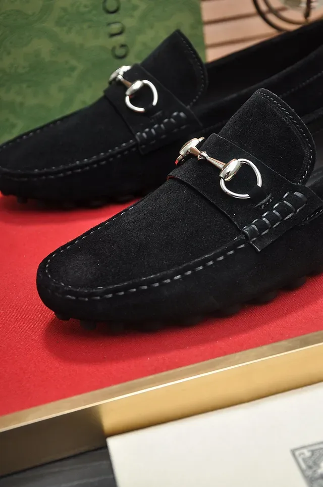 Gucci Horsebit 1955 Black Suede Loafers 8