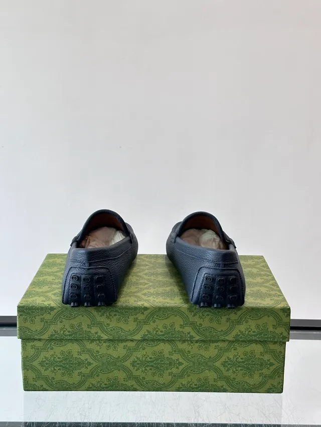 Gucci Horsebit 1955 Blue Pebbled Leather Loafers 3