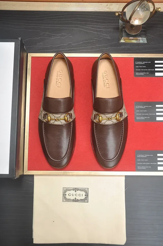 Gucci Horsebit 1955 Marrón y Beige GG Web Mocasines 2