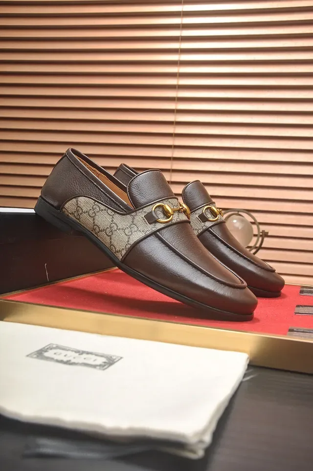 Gucci Horsebit 1955 Marrón y Beige GG Web Mocasines 3