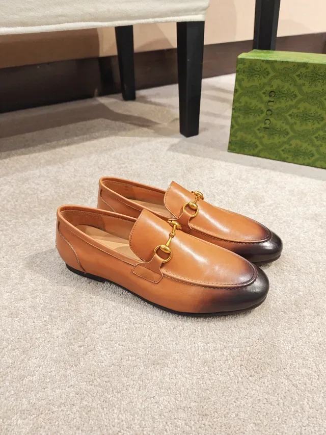 Gucci Horsebit 1955 Brown Beige Buckle Two-Tone Leather Loafer 4